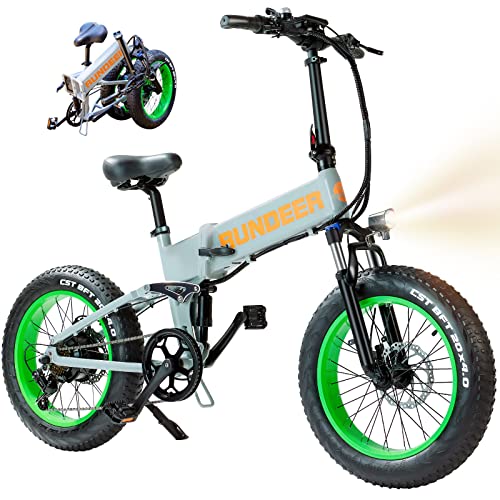 Rundeer 750W Folding Fat Tire Electric Bike, Range 26+ Miles, 32