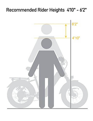 Recommended rider heights are 4 foot 10 inches to 6 foot 2 inches