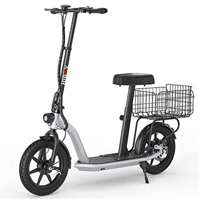A Hiboy Ecom 14 Electric Scooter with a basket on the back of it.