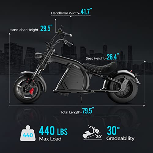 Comfortable Configuration Harley Motorcycle Design. 12" tubeless tires, suitable for different terrains. The soft foam cushion can support 1-2 people. F&R suspension greatly reduces the bumpy feeling. Max load: 440 lbs.