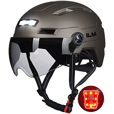 An ILM Adult Bike Helmet with USB Rechargeable LED Front and Back Light.
