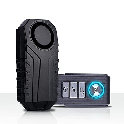A Hendun Bike Alarm Waterproof with Remote device with a blue light on it.