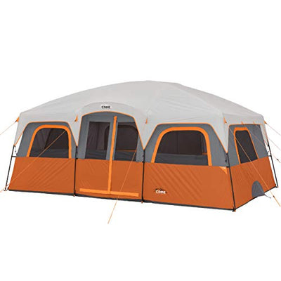 A CORE tent with orange and gray colors on a white background.