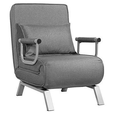This armchair sleeper is convertible freely into a soft chair, a lounge, or a bed.