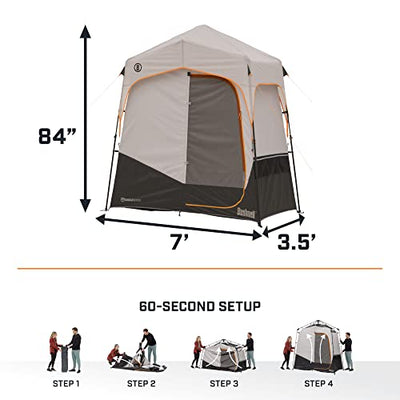 A picture of a Bushnell Shower Tent with Instant Setup Technology with measurements for it.