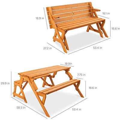 table and bench dimentions Table Dimensions: 57"(L) x 54"(W) x 30.25"(H) Small Seat: 46"(L) x 7.75"(W) x 18.75"(H) Big Seat: 51.25"(L) x 7.75"(W) x 18.75"(H) Bench Dimensions: 54"(L) x 27"(W) x 33"(H) Bench Back Rest: 54.5"(L) x 15.25"(H) Bench Seat: 51.25"(L) x 16.75"(W) x 18.75"(H) Umbrella Hole: 1.5"(Dia)