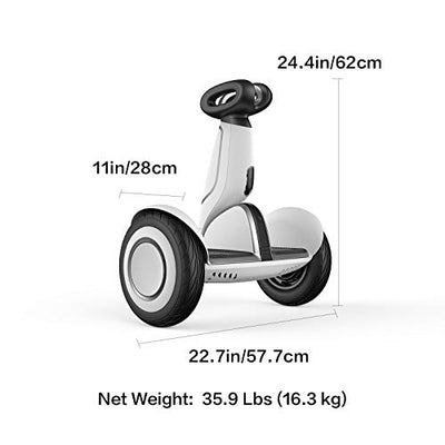 An image of the Segway Ninebot S-Plus Self-Balancing Electric Scooter with measurements.