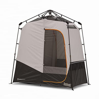 A Bushnell Shower Tent with Instant Setup Technology with the door open on a white background.