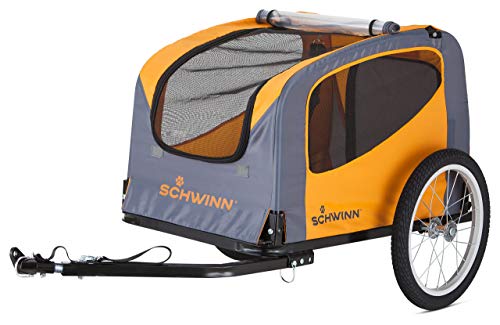 The Schwinn rascal pet trailer holds one pet up to 50 lbs