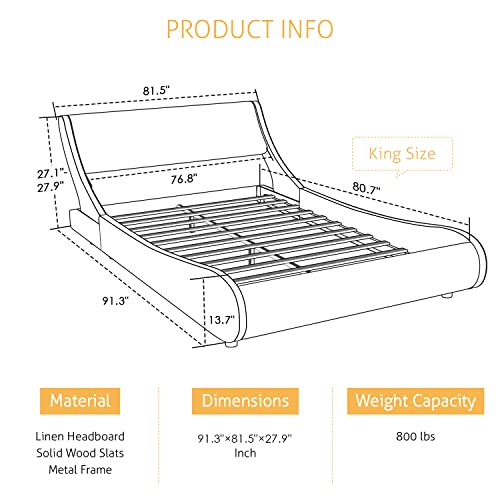 The adjustable headboard of the bed has two height-adjustable metal legs and can be adjusted to two heights of 27 in & 28 in.