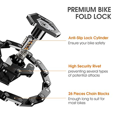 A diagram showing the features of the Icocopro Folding Bike Lock with 3 Keys by Icocopro.