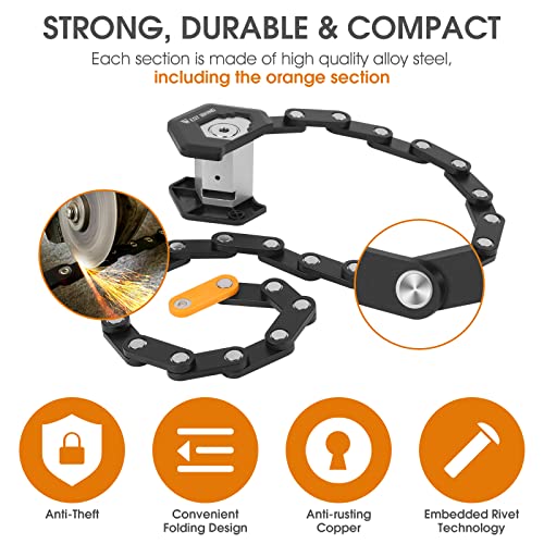 A picture of an Icocopro Folding Bike Lock with 3 Keys and instructions on how to use it.