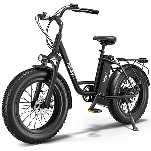 a black Hiboy EX6 Electric Bike for Adults with a 20" 4.0 Fat Tire on it.