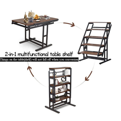 Multifunctional table shelf things on table will not fall off when converting to a bookshelf