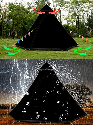 Two pictures of a Vidalido Dome Camping Tent 5-6 Person 4 Season in the middle of a field.