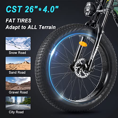 A picture of a FREESKY Electric Bike 750W 30-80 Miles 32 Mph with the words fat tires added to it.