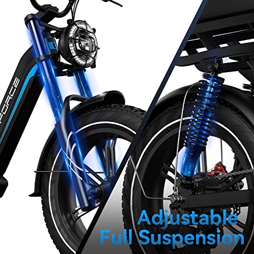Dual Suspension provides better control and traction, while the puncture-resistant fat tires offer smoother rides.