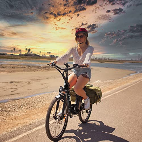 Enjoy a feature-complete, approachable step-thru, comfort-oriented, hybrid electric bicycle with a long-range removable battery.