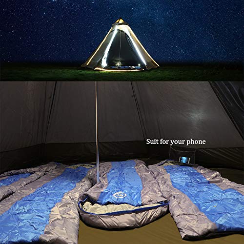 A Vidalido Dome Camping Tent 5-6 Person 4 Season with a sleeping bag inside and a picture of the inside of the tent.