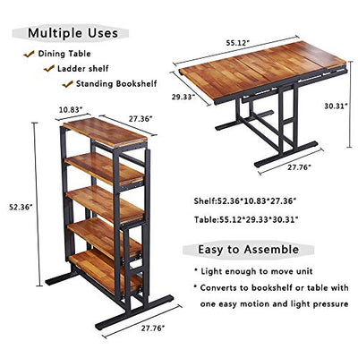 Dimension: Shelf: 52.36* 10.83* 27.36 Inch, Table: 55.12* 29.33* 30.31 Inch, Easy to operate, simple assembly.