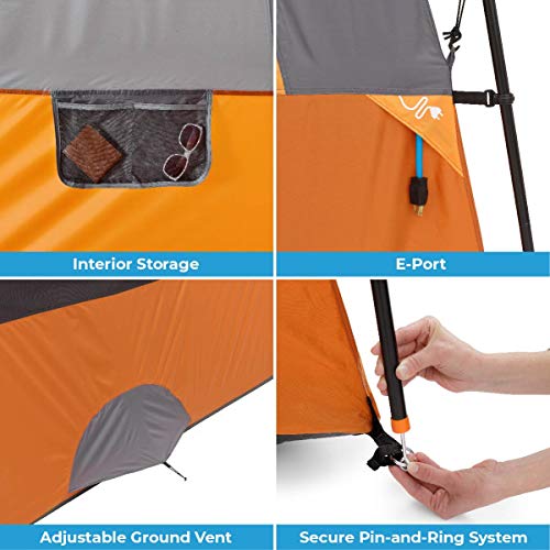 The instructions for how to set up a CORE 12 Person Tent | Large Multi Room Camping Tent for Outdoor Family Camping | Portable Cabin Stand Up Tent with Storage Pockets for Camping Accessories, 16ft x 11ft by CORE.