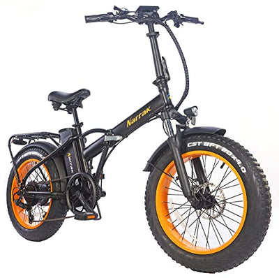 Narrak Electric Folding Fat Tire Bike brings rough and tough, off-road, and folding capabilities to the hot line-up of Electric Bikes! Great for RV, camping, trail riding, and the beach or boardwalk. These bikes go anywhere and can be stored almost anywhere. Easily fitting in the back of your car or truck, it only takes seconds to launch for hours of fun.