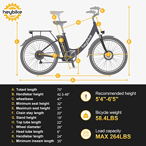 Bicycle Weight 58.4 pounds, Load Capacity 264 pounds