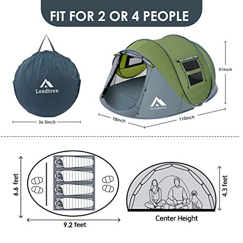 The tent fits 3-4 people with a 9.2 x 6.6 feet floor and a 4.3-foot center height;