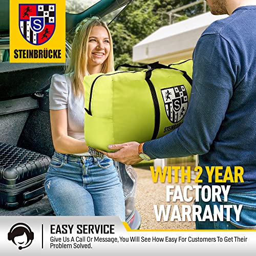 A magazine cover with a woman holding a STEINBRÜCKE SUV Car Camping Tailgate Tent.