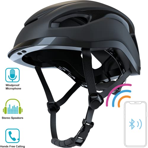 An image of a Base Camp SF-999 Smart Bike Helmet with Bluetooth Speakers attached to it.