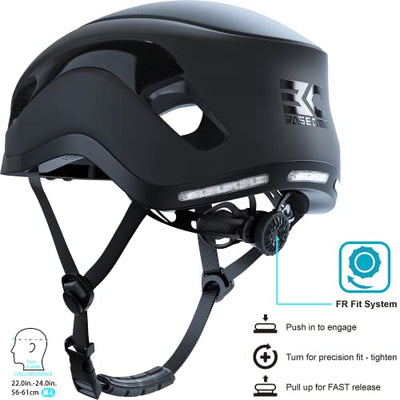 A close up of a Base Camp SF-999 Smart Bike Helmet with Bluetooth Speakers on a white background.
